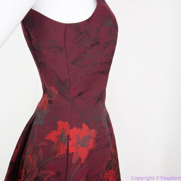 NEW White House Black Market Red Floral-Jacquard‎ Fit-And-Flare Dress - Picture 10 of 16
